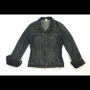 Distressed J. CREW Dark Women’s Jean Jacket XS